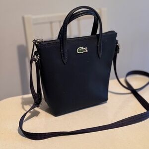 Lacoste crocodile small navy mini tote handbag purse shoulder crossbody croc bag
